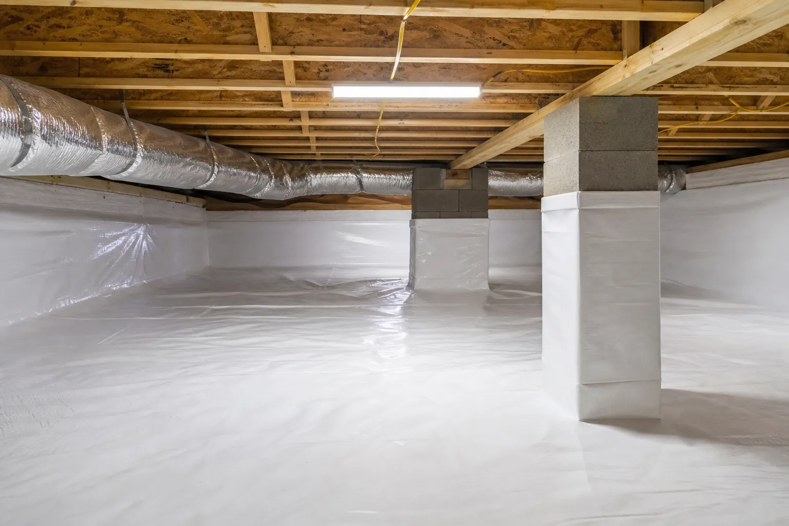 Editorial illustration of Crawl space encapsulation for Asheville homes in North Carolina