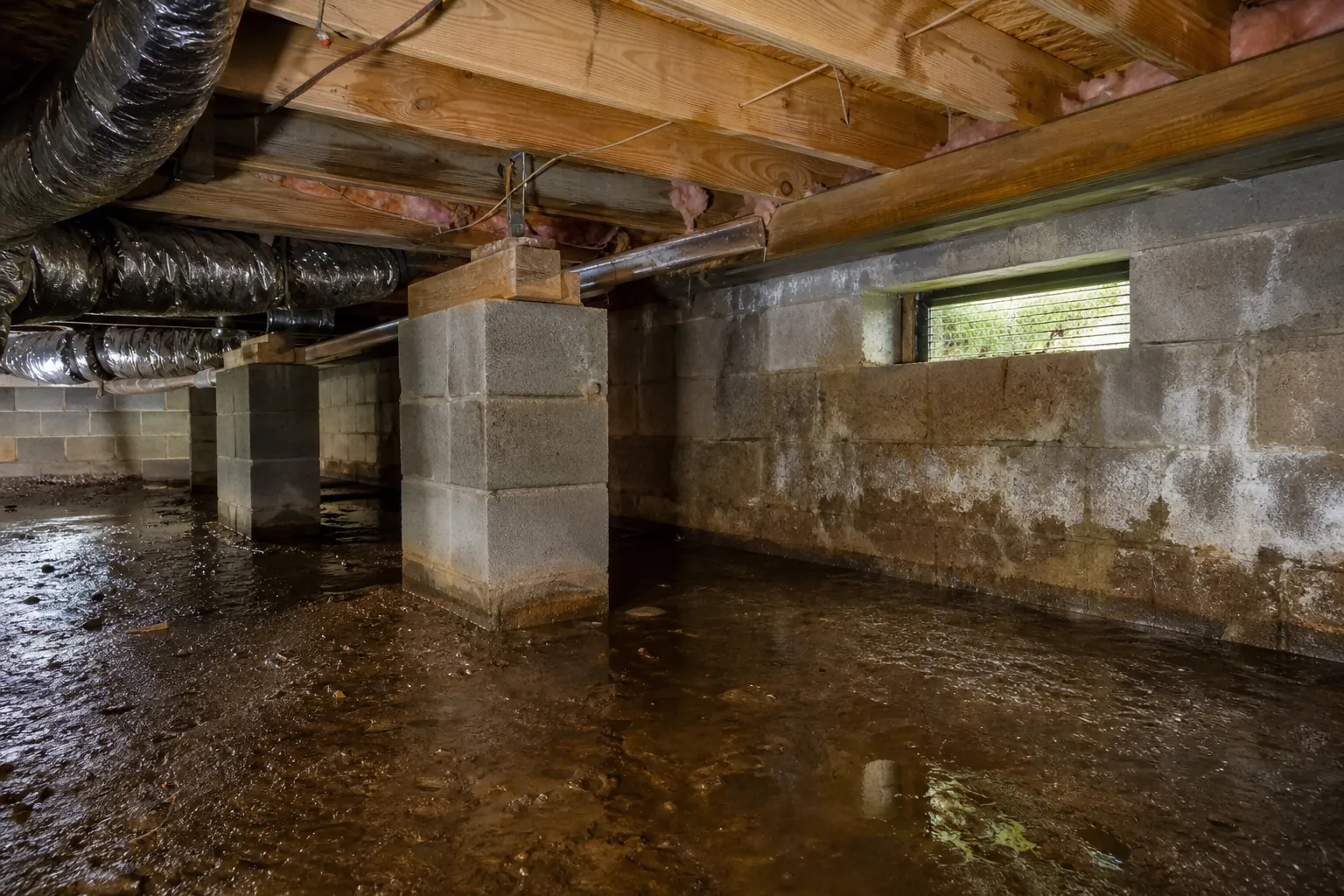 Editorial illustration of Why Asheville Crawl Spaces Develop Moisture Problems in North Carolina