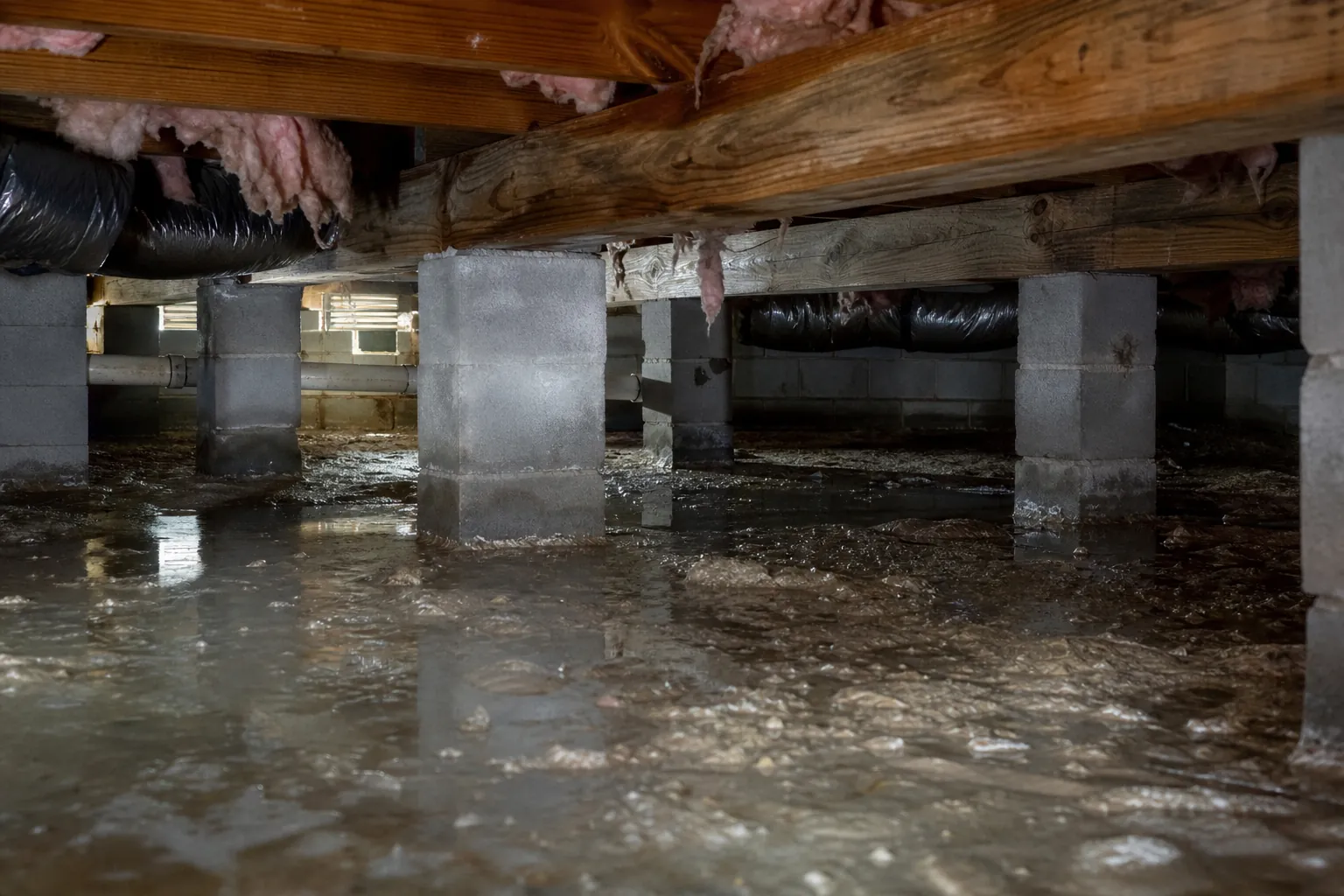 Editorial illustration of Why Wilmington Crawl Spaces Stay Damp in North Carolina