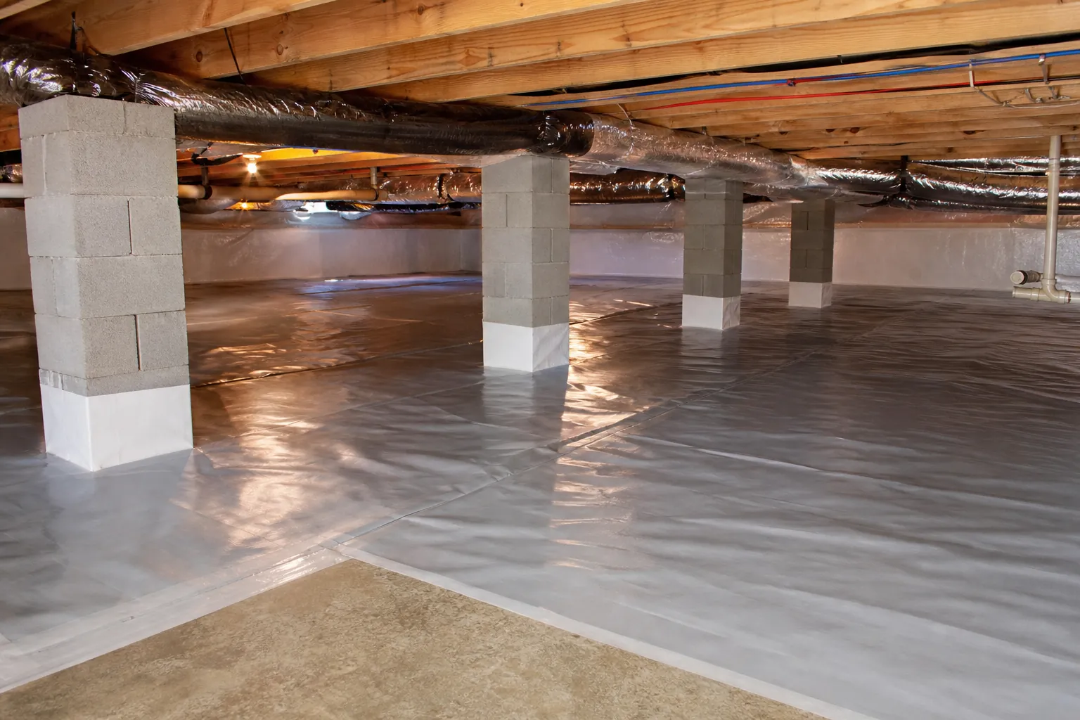 Editorial illustration of Does a Concrete Crawl Space Floor Still Need a Vapor Barrier? in North Carolina