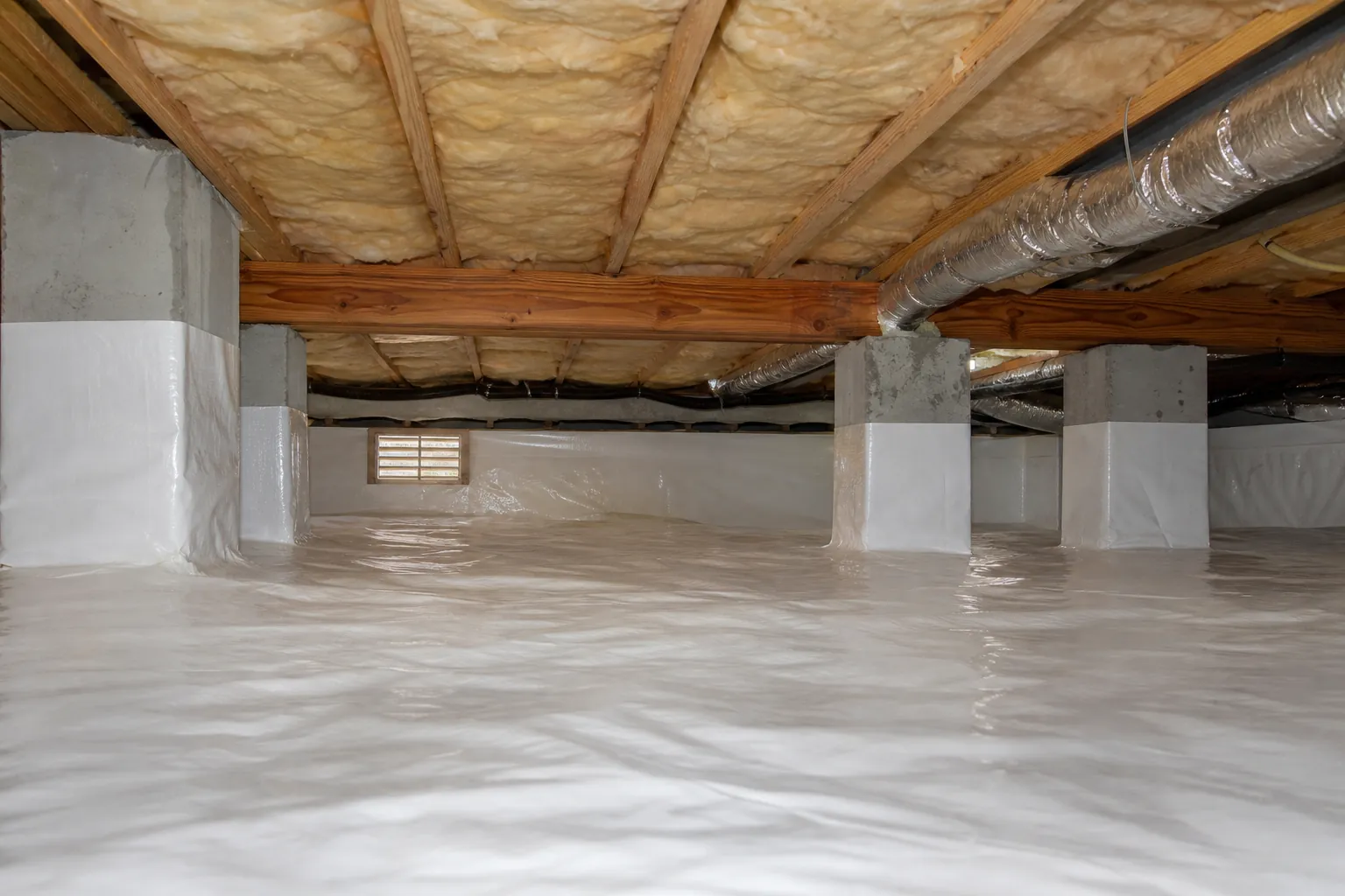 Editorial illustration of How a crawl space vapor barrier protects Wilmington homes in North Carolina