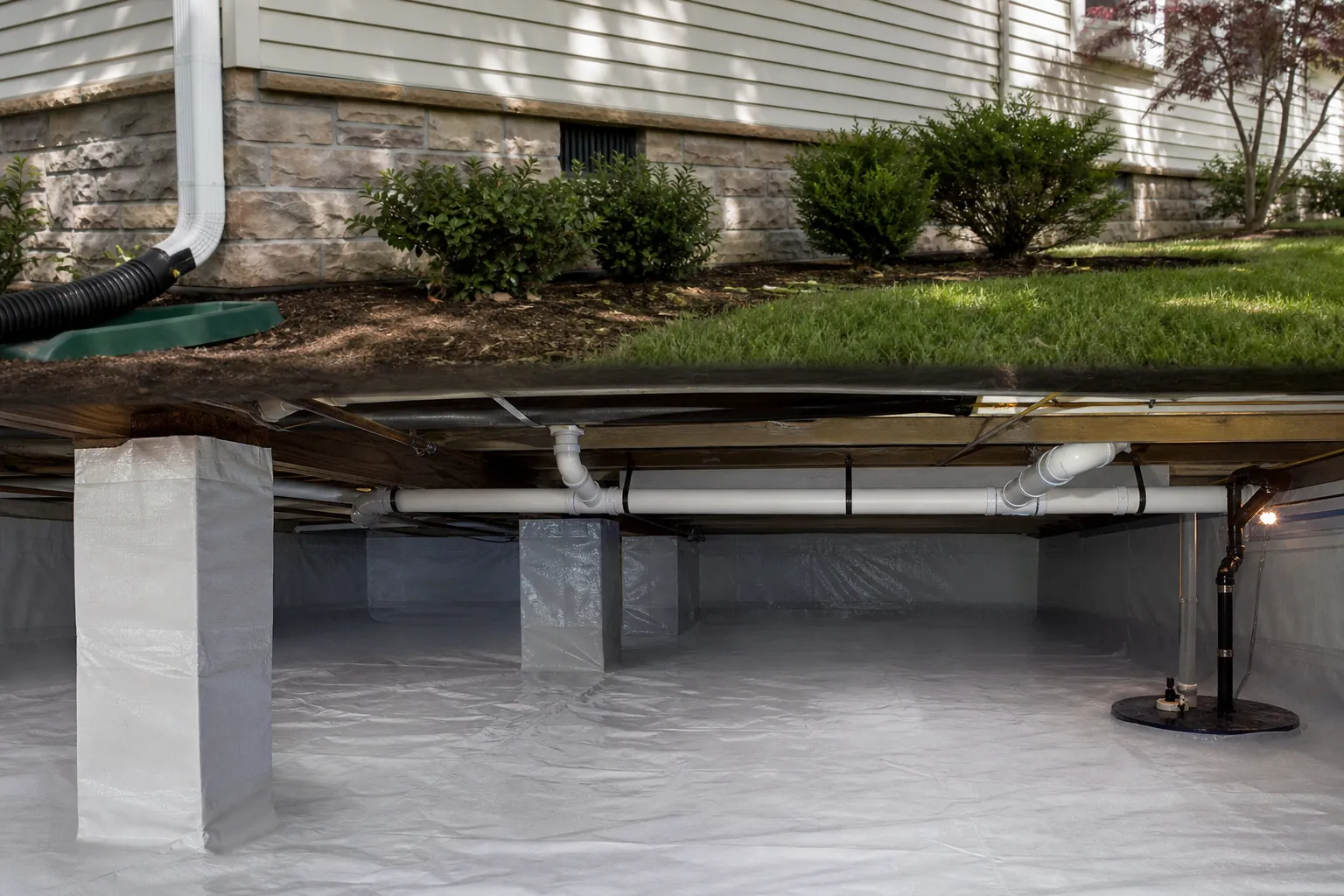 Editorial illustration of Protect your Fayetteville home with crawl space waterproofing in North Carolina