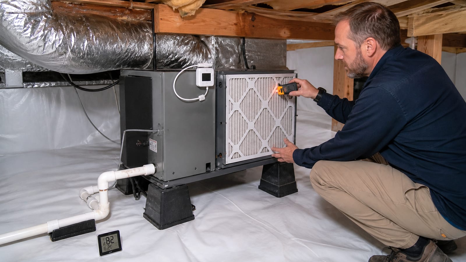 Crawl space dehumidifier installation near me scope review for a North Carolina crawl space