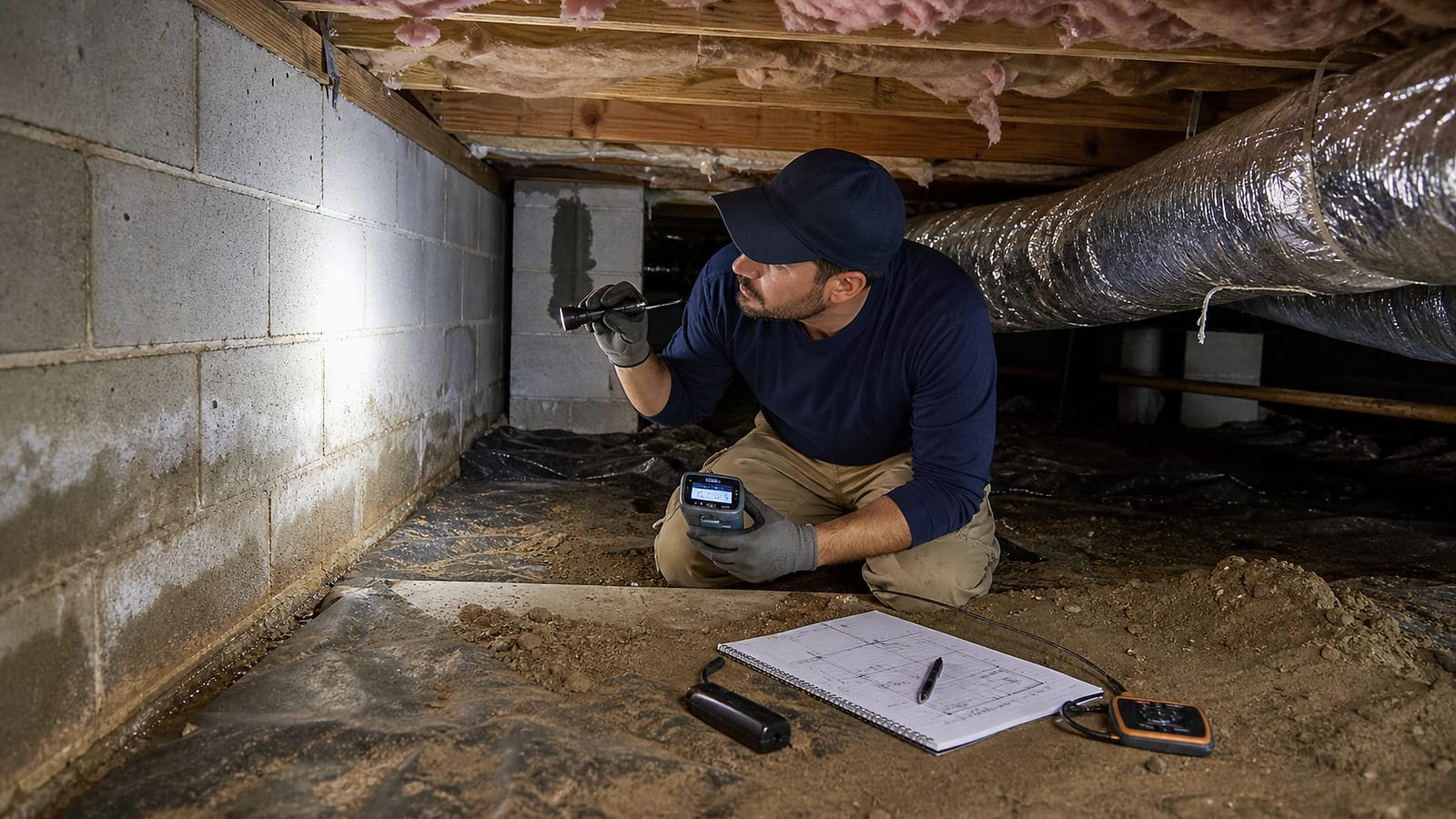 Crawl space dehumidifier maintenance scope review for a North Carolina crawl space