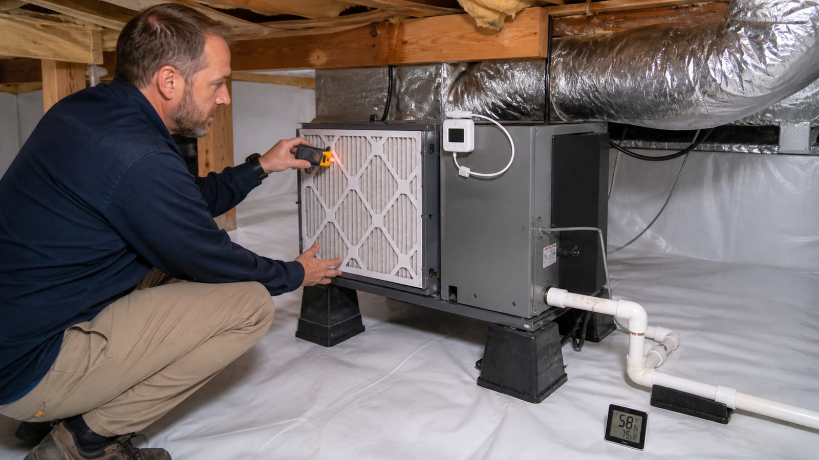 Cary crawl space inspection documenting power and control status