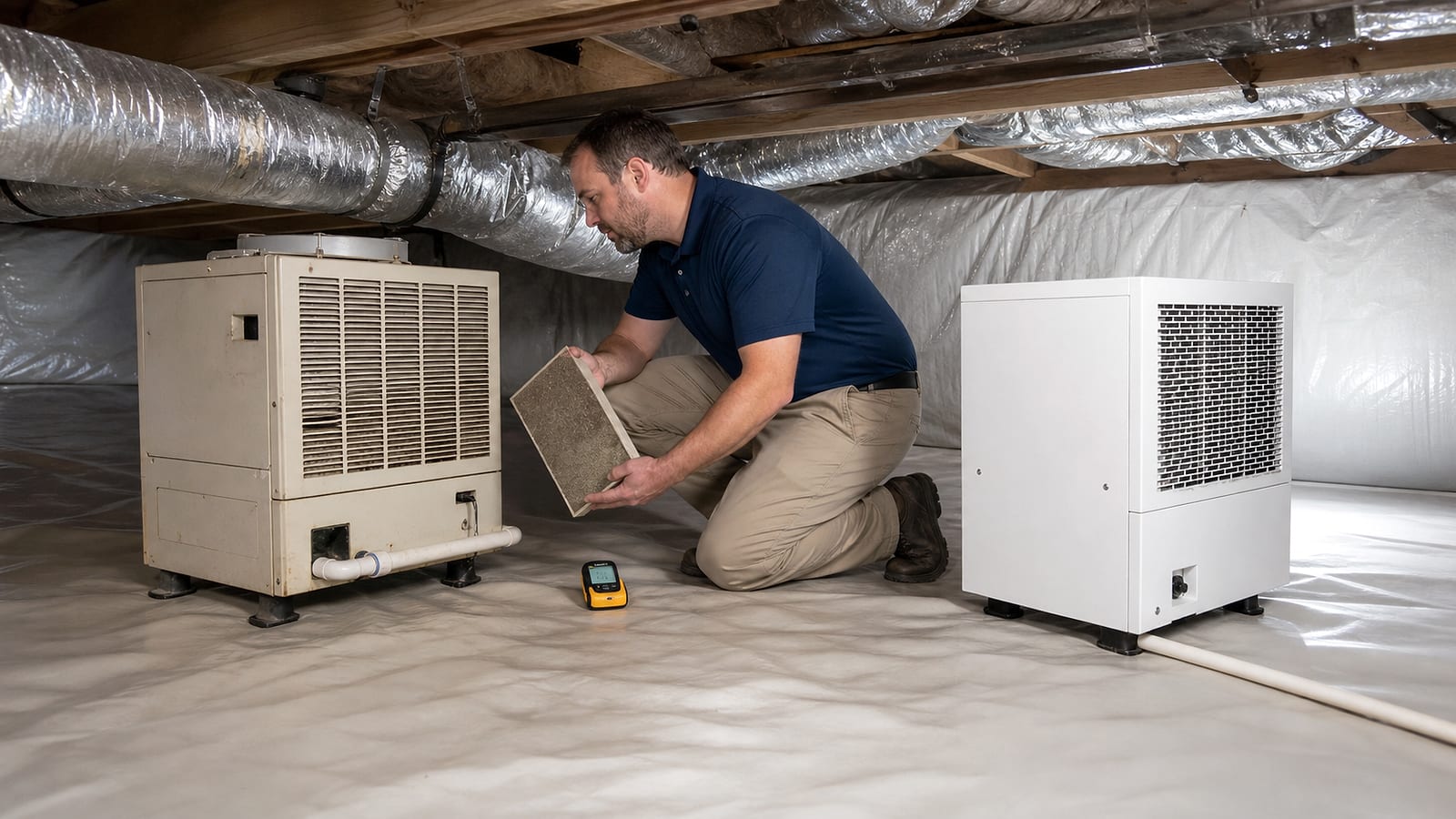 Crawl space dehumidifier service scope review for a North Carolina crawl space