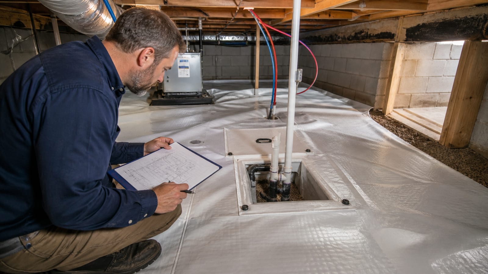 Lillington crawl space inspection documenting bulk water that could be hidden