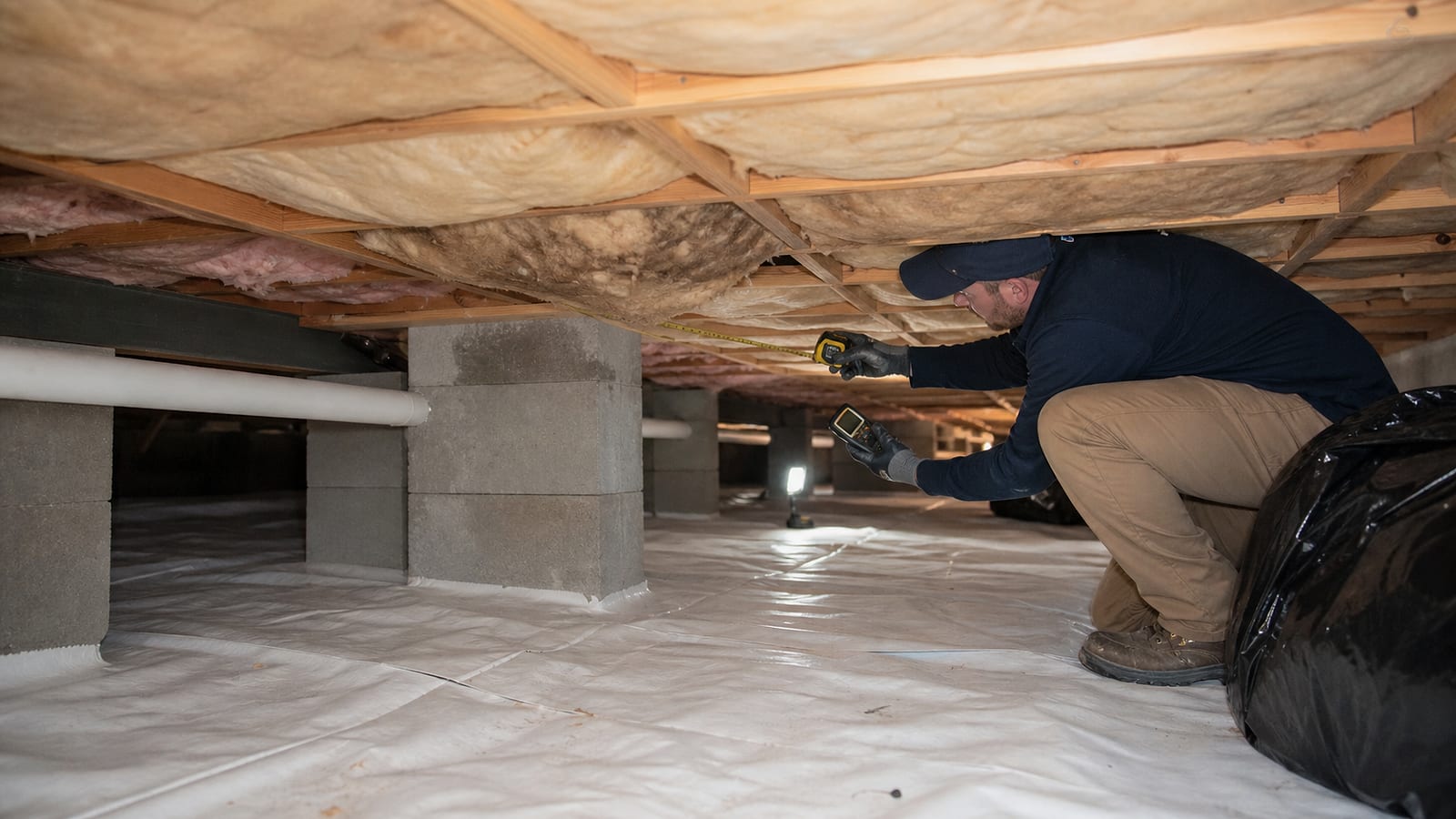 Crawl space insulation repair scope review for a North Carolina crawl space