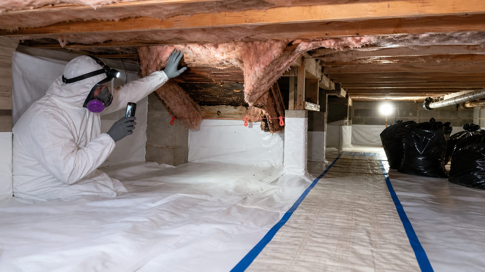 Crawl space insulation replacement scope review for a North Carolina crawl space