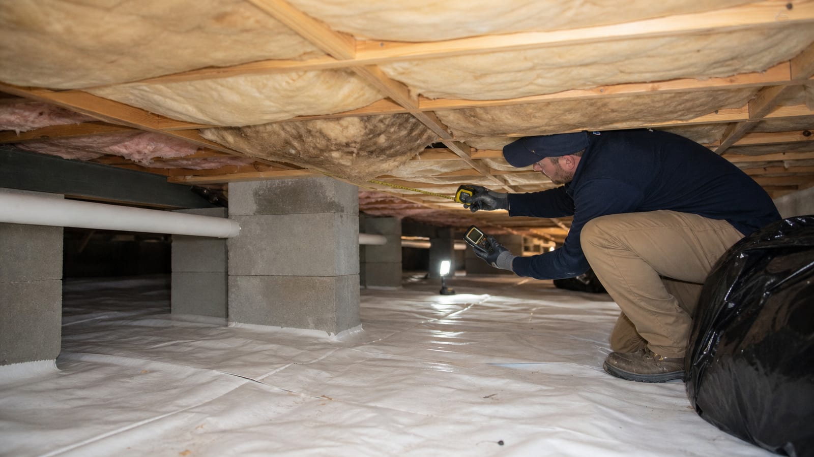 Raleigh crawl space inspection documenting wet or fallen material