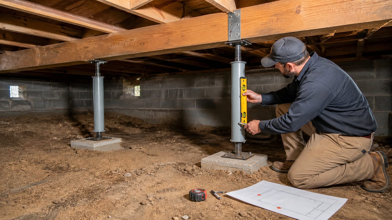 Crawl space jack installation scope review for a North Carolina crawl space