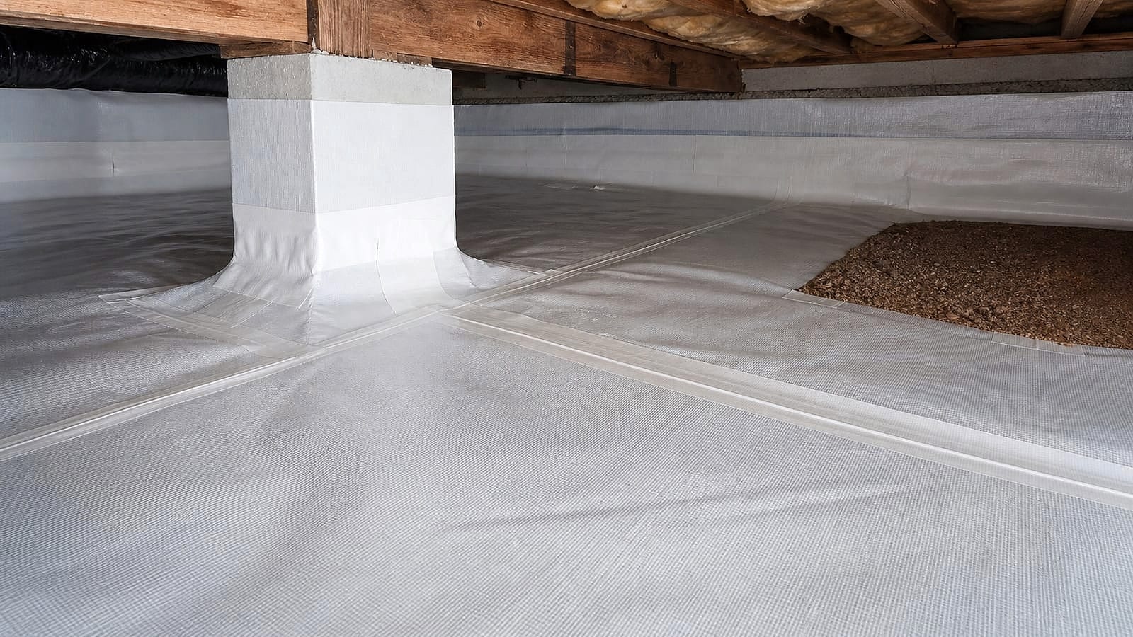 Crawl space liner replacement inspection and scope review for a Angier, North Carolina crawl space