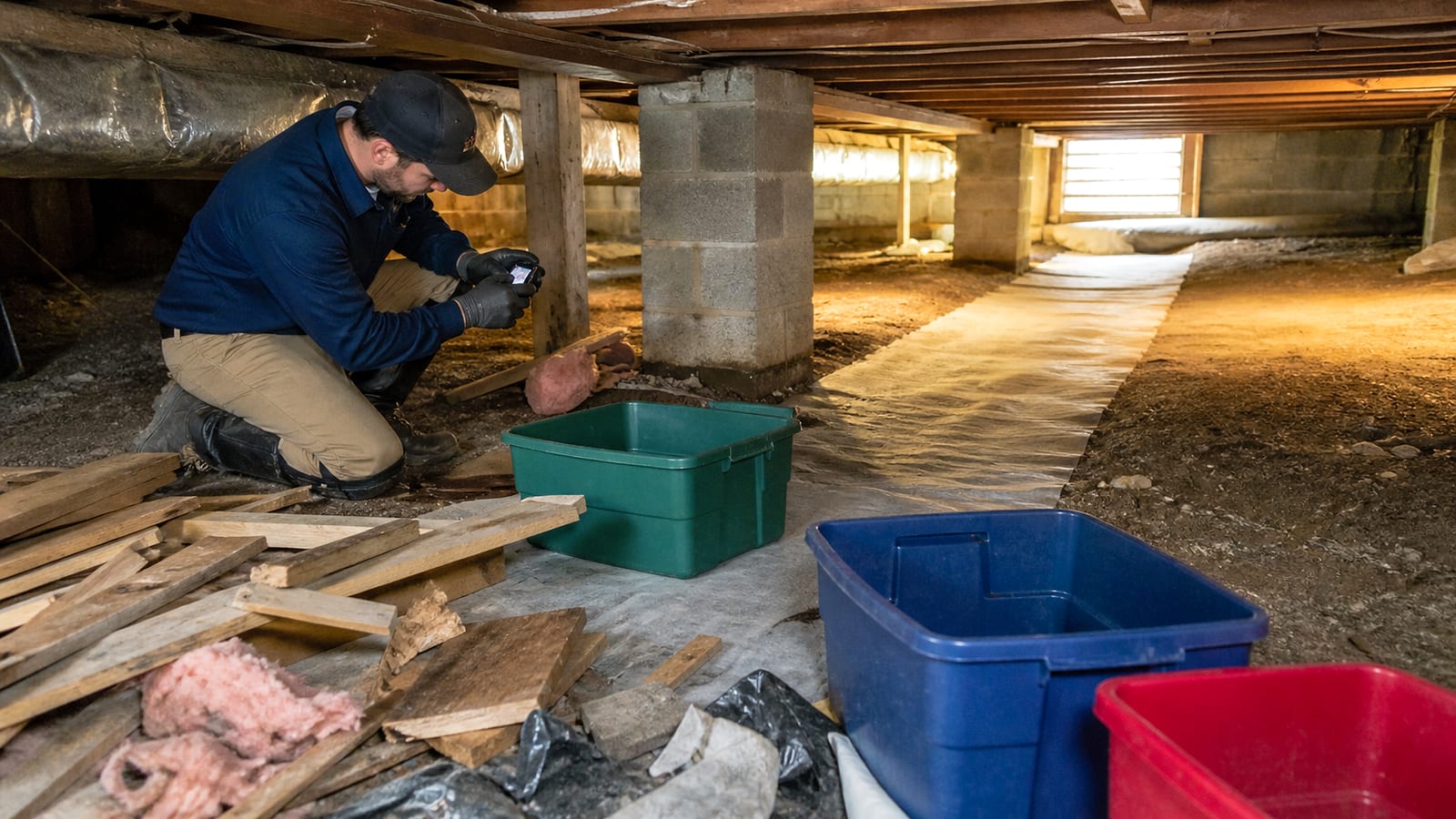 Crawl space odor removal scope review for a North Carolina crawl space