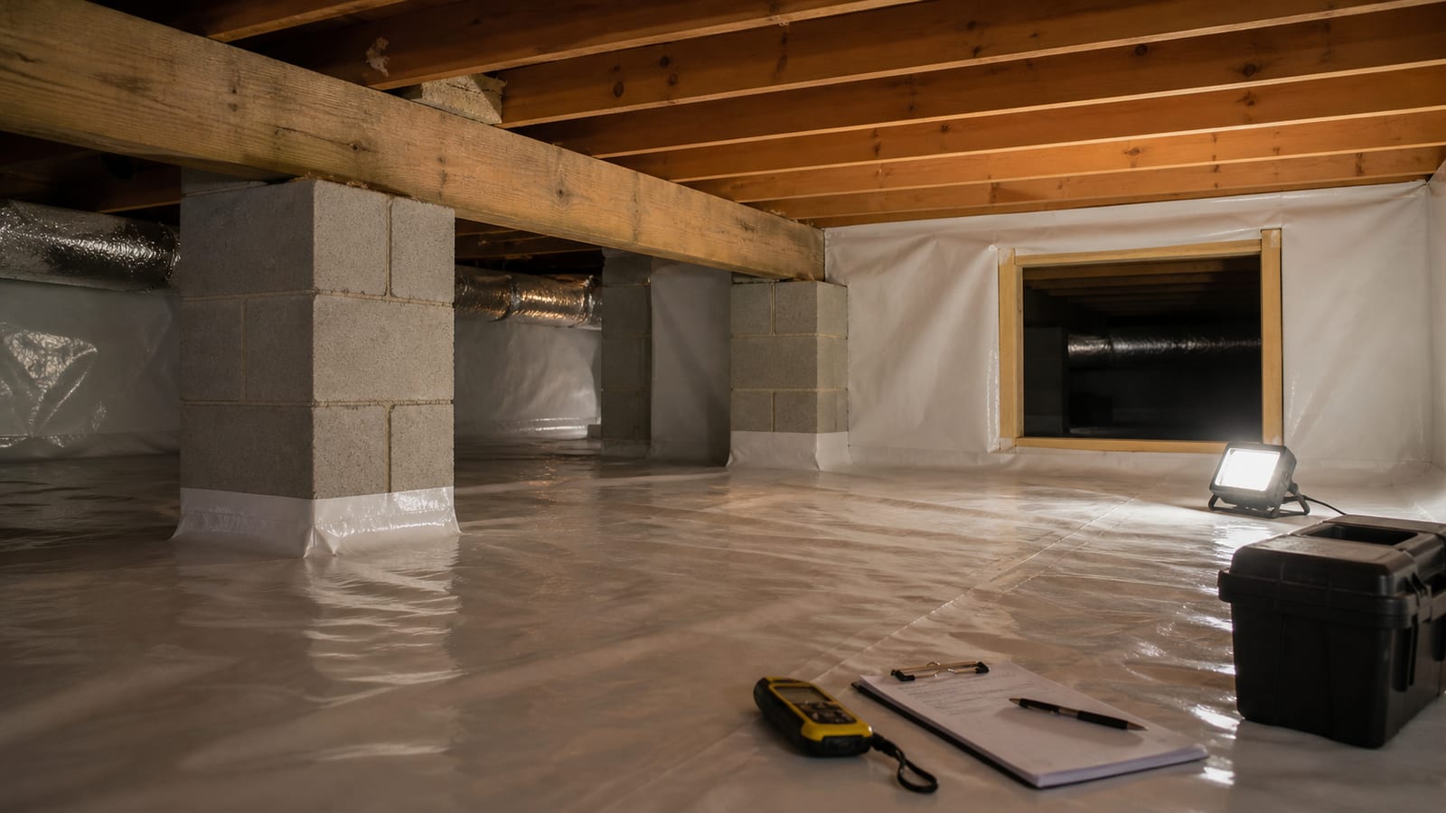 Crawl space measurements prepared for a North Carolina permit scope