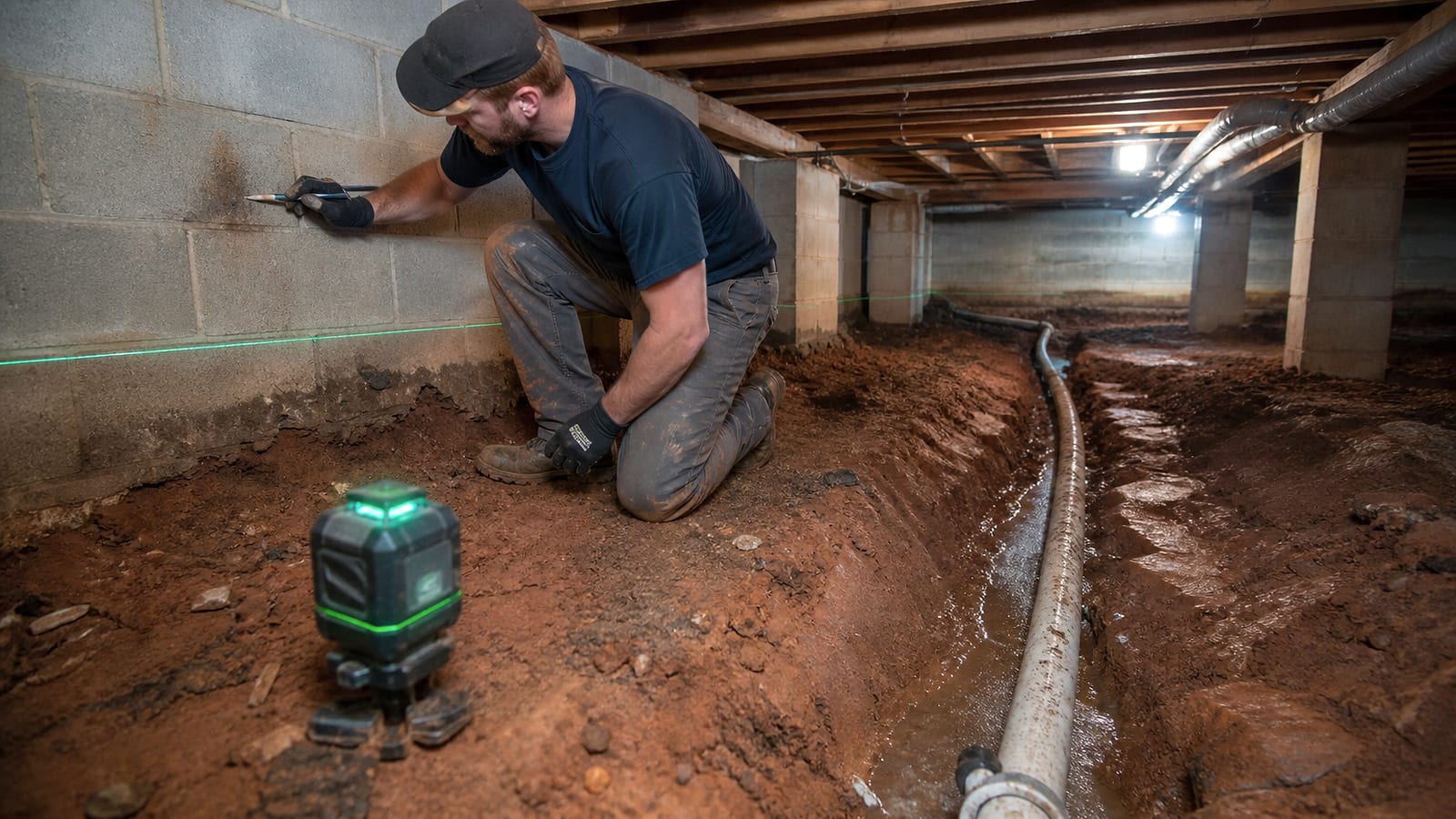 Crawl space water removal near me scope review for a North Carolina crawl space