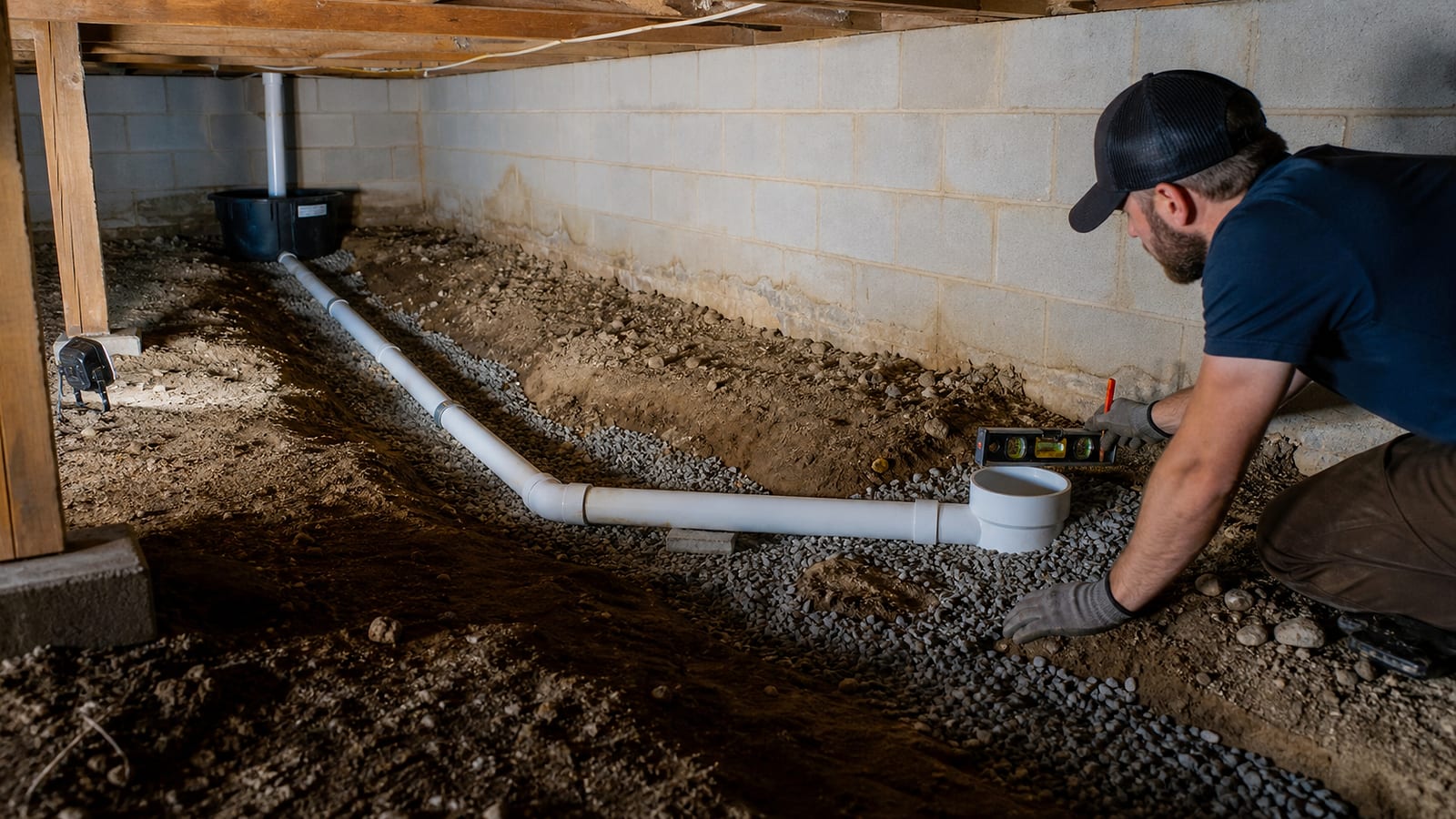 Crawl space waterproofing contractor scope review for a North Carolina crawl space