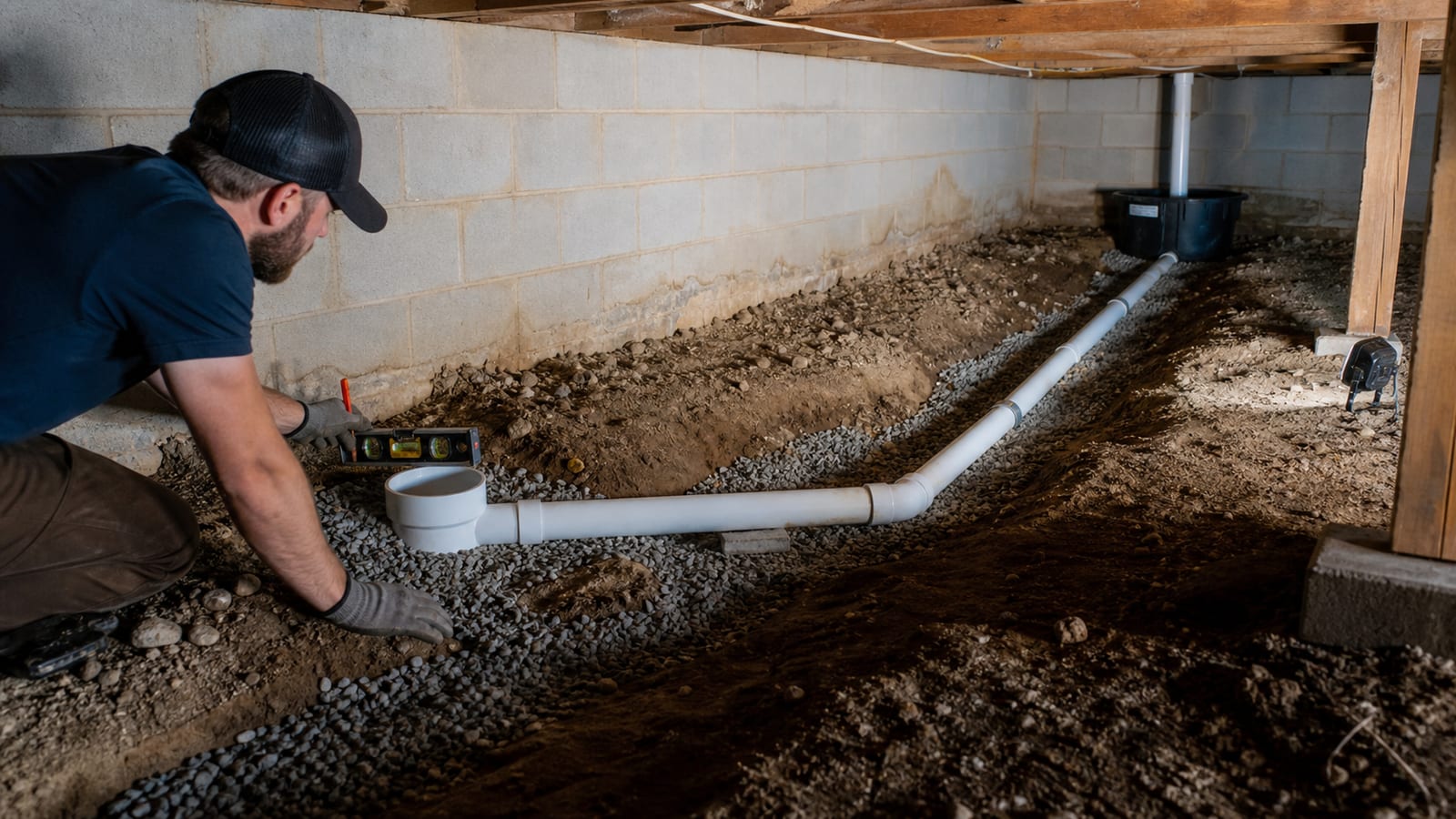 Chapel Hill crawl space inspection documenting where water first appears
