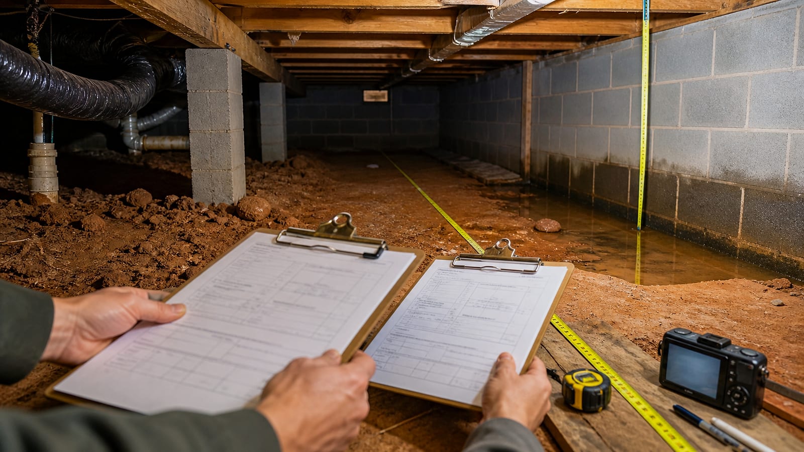 Floor joist repair contractor scope review for a North Carolina crawl space