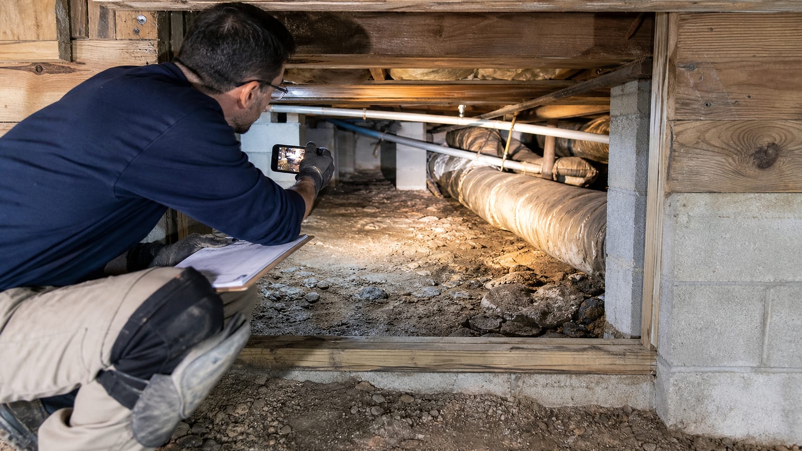 Floor support repair scope review for a North Carolina crawl space