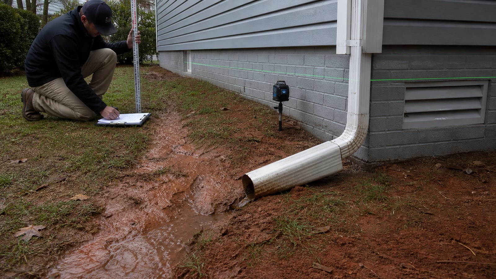 Wet crawl space repair scope review for a North Carolina crawl space